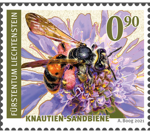 Wildbienen - Knautien-Sandbiene  - Liechtenstein 2022 - 0.90 Swiss Franc