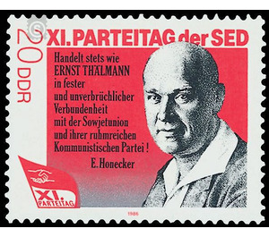 XI. Party Congress of the Socialist Unity Party of Germany SED  - Germany / German Democratic Republic 1986 - 20 Pfennig