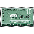100 years of the German postage stamp  - Germany / Western occupation zones / Baden 1949 - 10 Pfennig
