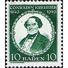 100th anniversary of death of Conradin Kreutzer  - Germany / Western occupation zones / Baden 1949 - 10 Pfennig