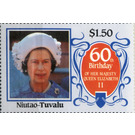 60th Birthday of her majesty Queen Elizabeth II - Polynesia / Tuvalu, Niutao 1986