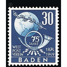 75 years world post association  - Germany / Western occupation zones / Baden 1949 - 30 Pfennig