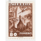 Airplane over landscape  - Austria / I. Republic of Austria 1935 - 80 Groschen