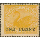 Black Swan (Cygnus atratus).  Surcharge "ONE PENNY" - Western Australia 1912 - 1