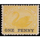 Black Swan (Cygnus atratus). Surcharge "ONE PENNY" - Western Australia 1912