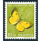 butterfly  - Switzerland 1957 - 10 Rappen