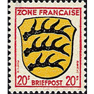 Definitive series: Coat of arms of the countries of the French zone and German poets  - Germany / Western occupation zones / General 1945 - 20 Pfennig