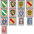 Definitive series: Coat of arms of the countries of the French zone and German poets  - Germany / Western occupation zones / General 1945 Set