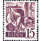 Definitive series: Personalities and views from Baden (I)  - Germany / Western occupation zones / Baden 1947 - 15 Reichspfennig