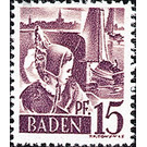 Definitive series: Personalities and views from Baden (I)  - Germany / Western occupation zones / Baden 1947 - 15 Reichspfennig