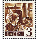 Definitive series: Personalities and views from Baden (I)  - Germany / Western occupation zones / Baden 1947 - 3 Reichspfennig
