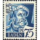 Definitive series: Personalities and views from Baden (I)  - Germany / Western occupation zones / Baden 1947 - 75 Reichspfennig