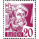 Definitive series: personalities and views from Baden (III)  - Germany / Western occupation zones / Baden 1948 - 20 Pfennig