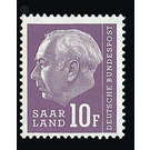 Definitive stamp series Federal President Heuss  - Germany / Saarland 1957 - 10 franc