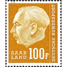 Definitive stamp series Federal President Heuss  - Germany / Saarland 1957 - 100 Franc
