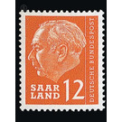 Definitive stamp series Federal President Heuss  - Germany / Saarland 1957 - 12 franc