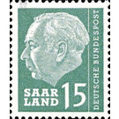 Definitive stamp series Federal President Heuss  - Germany / Saarland 1957 - 15 Franc