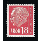 Definitive stamp series Federal President Heuss  - Germany / Saarland 1957 - 18 Franc