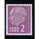 Definitive stamp series Federal President Heuss  - Germany / Saarland 1957 - 2 franc