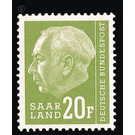 Definitive stamp series Federal President Heuss  - Germany / Saarland 1957 - 20 Franc