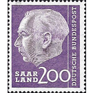 Definitive stamp series Federal President Heuss  - Germany / Saarland 1957 - 200 Franc