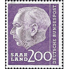Definitive stamp series Federal President Heuss  - Germany / Saarland 1957 - 200 Franc