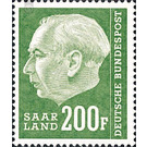 Definitive stamp series Federal President Heuss  - Germany / Saarland 1957 - 200 Franc