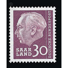 Definitive stamp series Federal President Heuss  - Germany / Saarland 1957 - 30 Franc