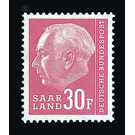 Definitive stamp series Federal President Heuss  - Germany / Saarland 1957 - 30 Franc