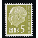 Definitive stamp series Federal President Heuss  - Germany / Saarland 1957 - 5 Franc