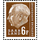 Definitive stamp series Federal President Heuss  - Germany / Saarland 1957 - 6 Franc