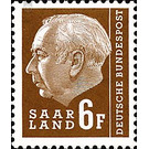 Definitive stamp series Federal President Heuss  - Germany / Saarland 1957 - 6 Franc