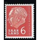 Definitive stamp series Federal President Heuss  - Germany / Saarland 1957 - 6 franc