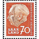 Definitive stamp series Federal President Heuss  - Germany / Saarland 1957 - 70 franc