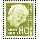 Definitive stamp series Federal President Heuss  - Germany / Saarland 1957 - 80 Franc