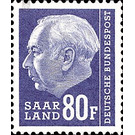 Definitive stamp series Federal President Heuss  - Germany / Saarland 1957 - 80 franc