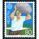 European stamp - stone throw  - Switzerland 1981 - 80 Rappen