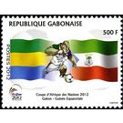 Flags of Gabon and Equatorial Guinea and mascot: Dribbling b - Central Africa / Gabon 2012 - 500