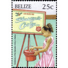 Girl with easel, painting poster ‘Sharing is Caring…’ - Central America / Belize 2015 - 25