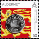 Guernsey 50 New Pence Coin of 1971 - Alderney 2021 - 50