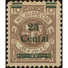 Overprint: 25 Centai - Germany / Old German States / Memel Territory 1923 - 25