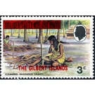 Overprint Woman cleaning Pandanus leaves - Micronesia / Gilbert Islands 1976 - 3