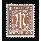 Permanent mark series M in the oval  - Germany / Western occupation zones / American zone 1945 - 10 Pfennig