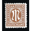 Permanent mark series M in the oval  - Germany / Western occupation zones / American zone 1945 - 10 Pfennig