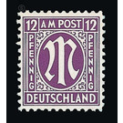 Permanent mark series M in the oval  - Germany / Western occupation zones / American zone 1945 - 12 Pfennig