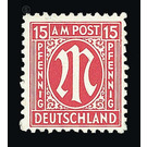 Permanent mark series M in the oval  - Germany / Western occupation zones / American zone 1945 - 15 Pfennig