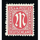 Permanent mark series M in the oval  - Germany / Western occupation zones / American zone 1945 - 15 Pfennig