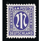 Permanent mark series M in the oval  - Germany / Western occupation zones / American zone 1945 - 25 Pfennig