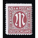 Permanent mark series M in the oval  - Germany / Western occupation zones / American zone 1945 - 60 Pfennig