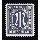 Permanent mark series M in the oval  - Germany / Western occupation zones / American zone 1945 - 80 Pfennig